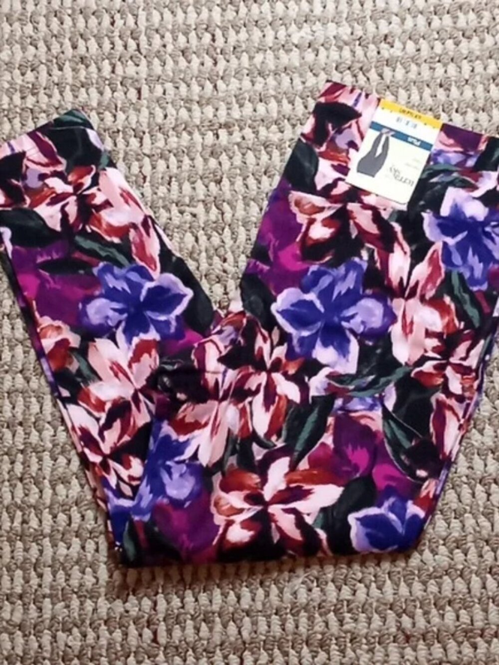High Rise Fitted Leggings Fall Flower Violet Mulberry Floral 0X Plus Size Pants